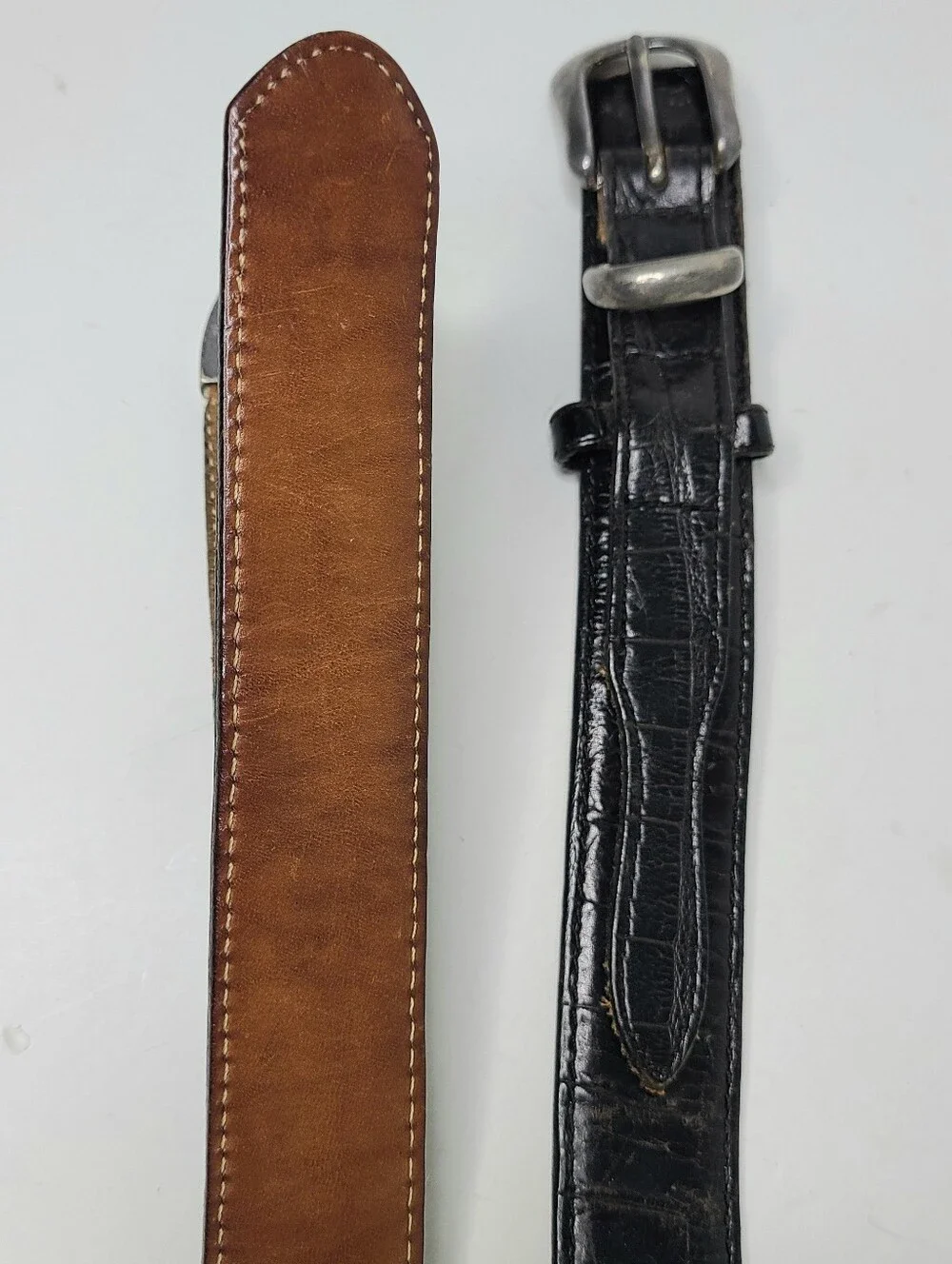 Lands' End Black Made in USA Western Distressed Vintage Belt